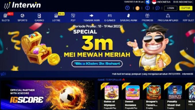 INTERWIN BONUS NEW MEMBER SLOT 100%